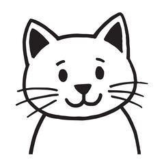 Cat Doodle Black and White Illustration Vector Image Cute Kitten Sketch Line Art Drawing Silhouette