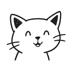 Cat Doodle Black and White Illustration Vector Image Cute Kitten Sketch Line Art Drawing Silhouette