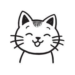 Cat Doodle Black and White Illustration Vector Image Cute Kitten Sketch Line Art Drawing Silhouette