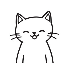 Cat Doodle Black and White Illustration Vector Image Cute Kitten Sketch Line Art Drawing Silhouette