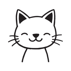 Cat Doodle Black and White Illustration Vector Image Cute Kitten Sketch Line Art Drawing Silhouette
