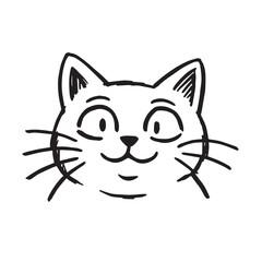 Cat Doodle Black and White Illustration Vector Image Cute Kitten Sketch Line Art Drawing Silhouette