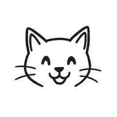 Cat Doodle Black and White Illustration Vector Image Cute Kitten Sketch Line Art Drawing Silhouette