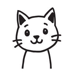 Cat Doodle Black and White Illustration Vector Image Cute Kitten Sketch Line Art Drawing Silhouette