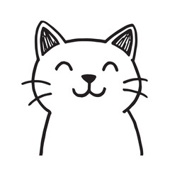 Cat Doodle Black and White Illustration Vector Image Cute Kitten Sketch Line Art Drawing Silhouette