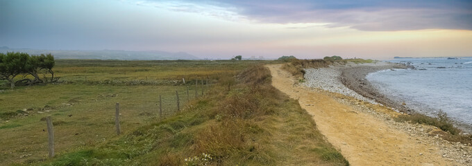 Normandy in France, the cap de la Hague, beautiful landscape, moors near the sea
