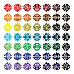 Colorful Gradient Floral Patterns on White Background
