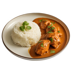 Savory chicken tikka masala with fluffy basmati rice, a vibrant Indian culinary delight.