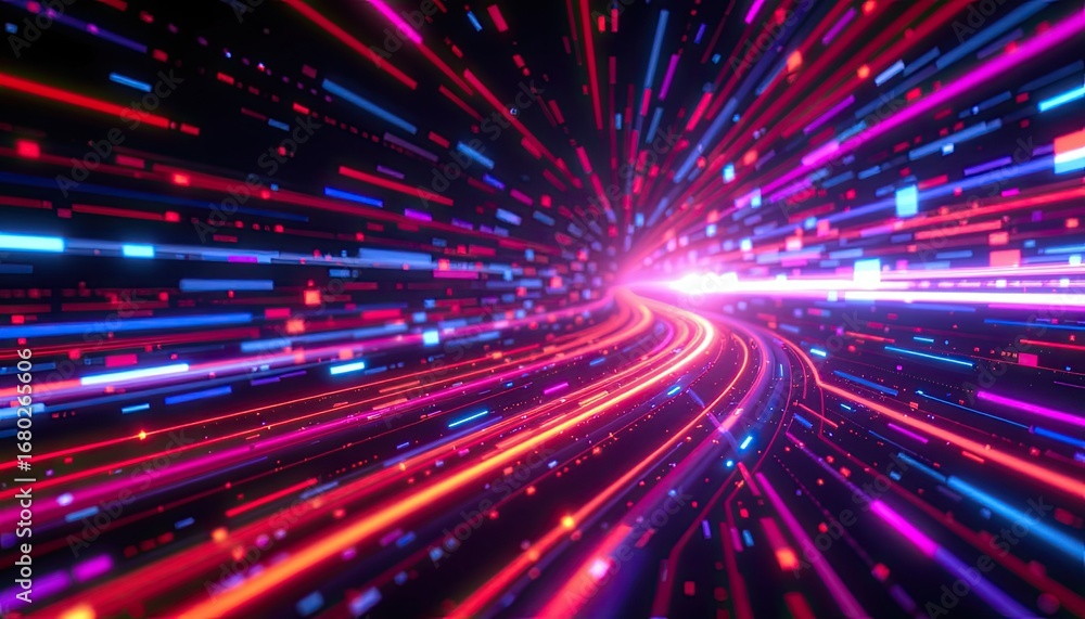 Aufkleber dynamic abstract background with vibrant colorful light streaks and motion effect in a digital space