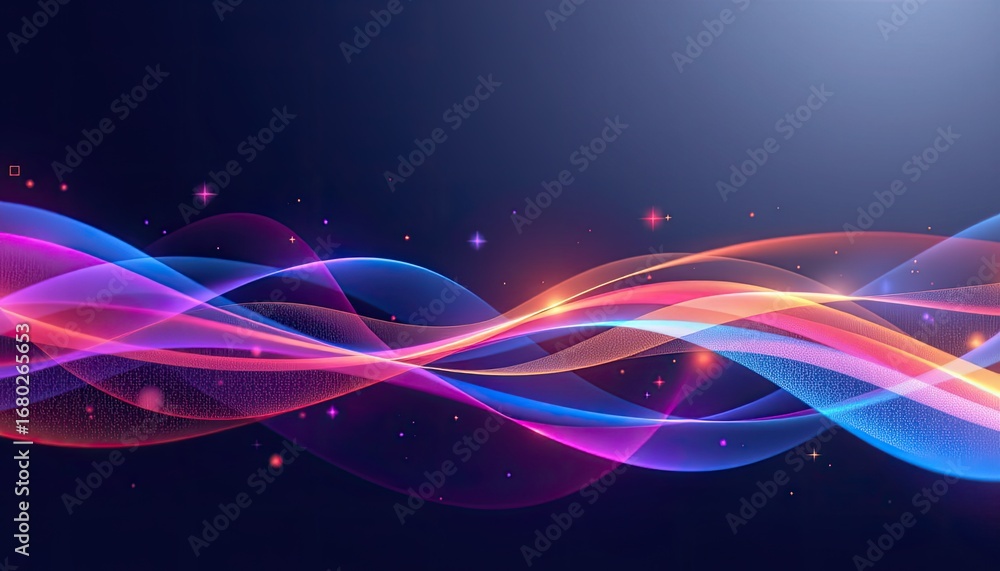 Aufkleber colorful waves of light in a dark background creating a vibrant abstract pattern for artistic design
