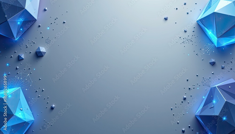 Aufkleber abstract geometric background with blue polygons and scattered particles on a soft gradient surface