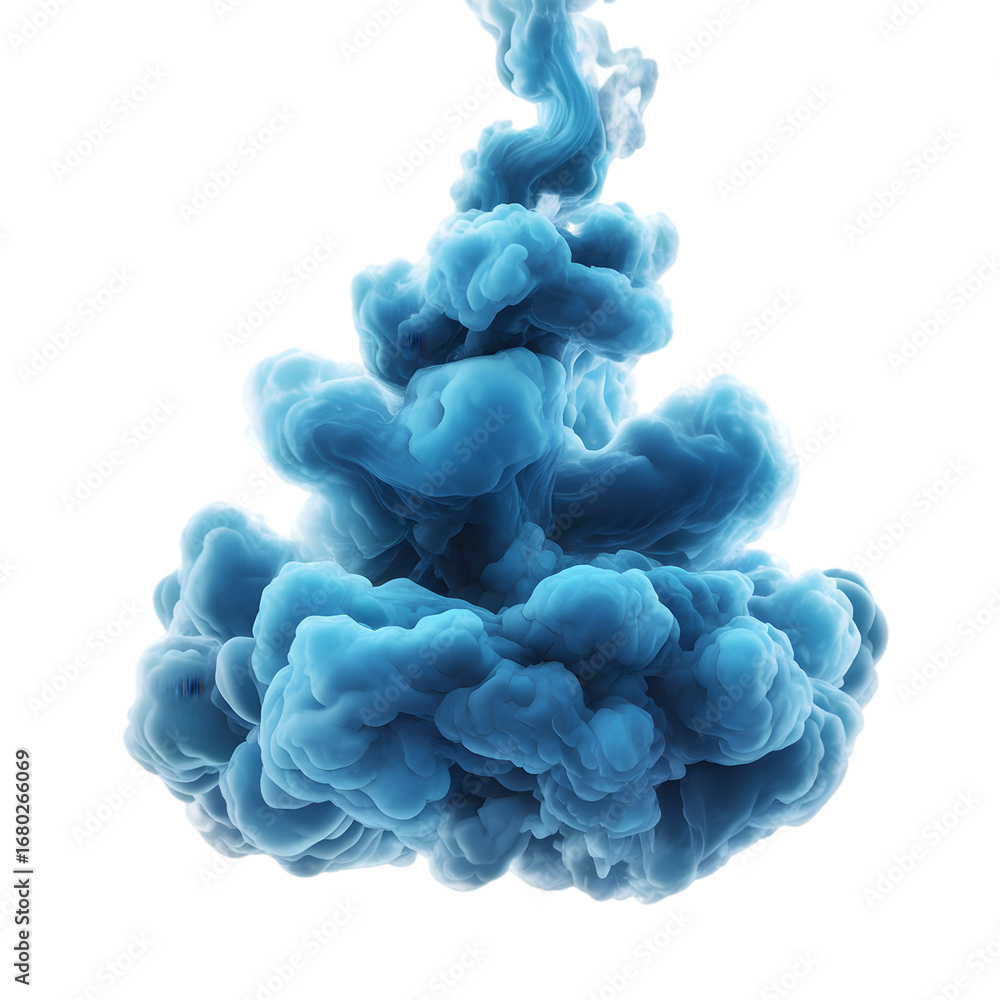 Poster mesmerizing blue ink cloud swirls dynamically creating abstract ethereal forms and textures