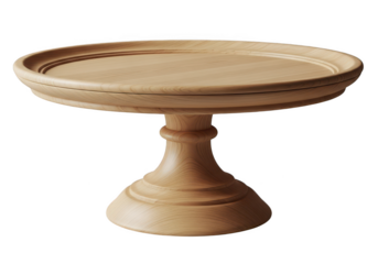 Wooden cake stand isolated on transparent background for dessert display