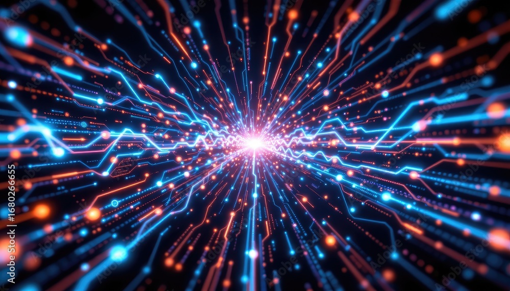 Aufkleber vibrant abstract representation of digital waves and light patterns in futuristic technology concept
