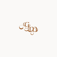 caligraphic style monogram luxury minimalist logo design MG wedding initial concept letter