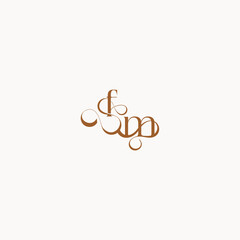 caligraphic style monogram luxury minimalist logo design MF wedding initial concept letter