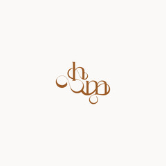 caligraphic style monogram luxury minimalist logo design MH wedding initial concept letter