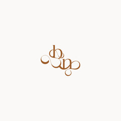 caligraphic style monogram luxury minimalist logo design NB wedding initial concept letter