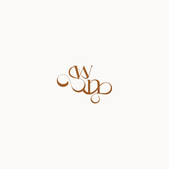 caligraphic style monogram luxury minimalist logo design NW wedding initial concept letter