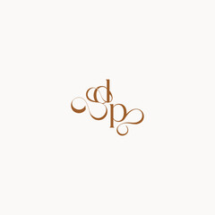 caligraphic style monogram luxury minimalist logo design PD wedding initial concept letter