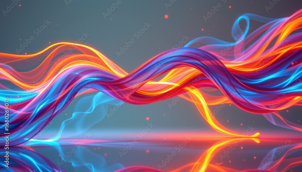 Aufkleber abstract fluid waves with vivid colors creating a dynamic and energetic visual experience in a moder