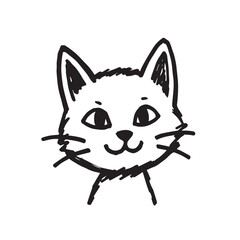 Cat Doodle Black and White Illustration Vector Image Cute Kitten Sketch Line Art Drawing Silhouette