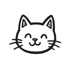 Cat Doodle Black and White Illustration Vector Image Cute Kitten Sketch Line Art Drawing Silhouette