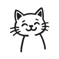 Cat Doodle Black and White Illustration Vector Image Cute Kitten Sketch Line Art Drawing Silhouette