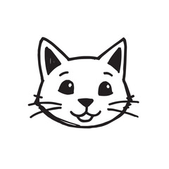 Cat Doodle Black and White Illustration Vector Image Cute Kitten Sketch Line Art Drawing Silhouette