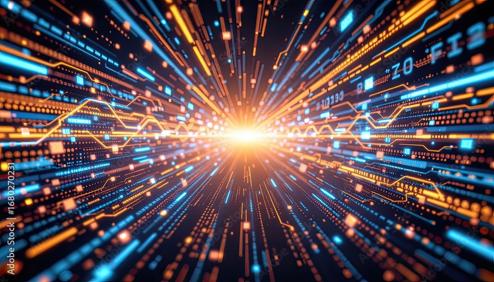 Aufkleber vibrant data stream with dynamic motion and energy in abstract digital background