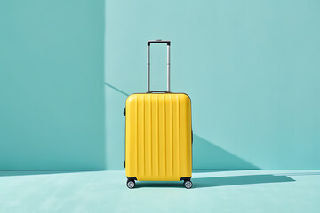 Interior of an airport room with a suitcase for travel and vacation