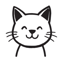 Cat Doodle Black and White Illustration Vector Image Cute Kitten Sketch Line Art Drawing Silhouette