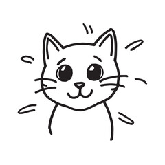 Cat Doodle Black and White Illustration Vector Image Cute Kitten Sketch Line Art Drawing Silhouette