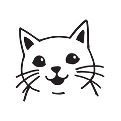 Cat Doodle Black and White Illustration Vector Image Cute Kitten Sketch Line Art Drawing Silhouette
