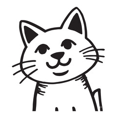 Cat Doodle Black and White Illustration Vector Image Cute Kitten Sketch Line Art Drawing Silhouette