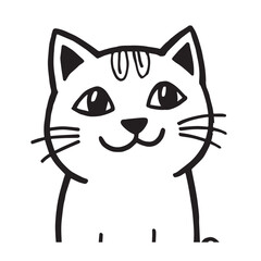 Cat Doodle Black and White Illustration Vector Image Cute Kitten Sketch Line Art Drawing Silhouette