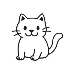 Cat Doodle Black and White Illustration Vector Image Cute Kitten Sketch Line Art Drawing Silhouette