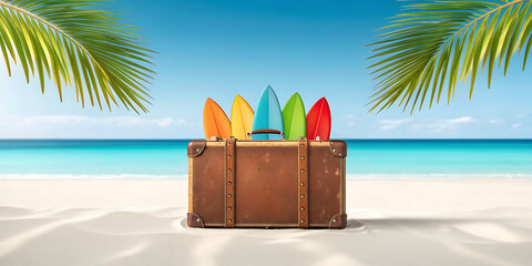 Obraz premium Tropical beach with coconut palm trees on a sunny island