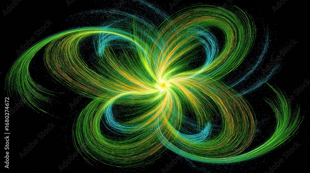 Aufkleber colorful swirling patterns form an abstract design with vibrant lines and shapes on a black backgrou