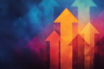 Colorful upward arrows against a smoky background