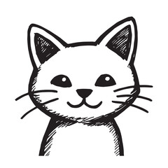 Cat Doodle Black and White Illustration Vector Image Cute Kitten Sketch Line Art Drawing Silhouette