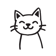 Cat Doodle Black and White Illustration Vector Image Cute Kitten Sketch Line Art Drawing Silhouette