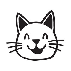 Cat Doodle Black and White Illustration Vector Image Cute Kitten Sketch Line Art Drawing Silhouette