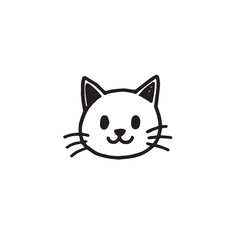Cat Doodle Black and White Illustration Vector Image Cute Kitten Sketch Line Art Drawing Silhouette