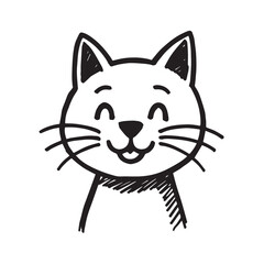 Cat Doodle Black and White Illustration Vector Image Cute Kitten Sketch Line Art Drawing Silhouette