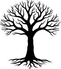 Fototapeta premium Bare Tree Silhouette with Roots