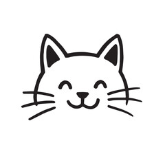 Cat Doodle Black and White Illustration Vector Image Cute Kitten Sketch Line Art Drawing Silhouette