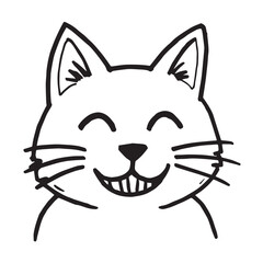 Cat Doodle Black and White Illustration Vector Image Cute Kitten Sketch Line Art Drawing Silhouette
