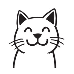 Cat Doodle Black and White Illustration Vector Image Cute Kitten Sketch Line Art Drawing Silhouette
