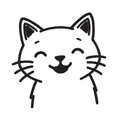 Cat Doodle Black and White Illustration Vector Image Cute Kitten Sketch Line Art Drawing Silhouette